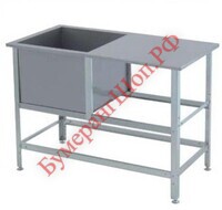 Ванна сварная, встроенная в островной стол без бортов ВСО 15*6/5 (нерж.) - БумерангШоп.РФ - Всё для торговли и общепита