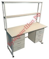 Стол лабораторный с надстройкой Мед Мебель СЛн 16.007 с РУ - БумерангШоп.РФ - Всё для торговли и общепита