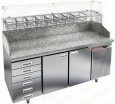 Стол холодильный для пиццы HiCold PZ4-11/GN 6R (каменная столешница + витрина) - БумерангШоп.РФ - Всё для торговли и общепита