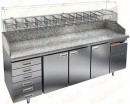 Стол холодильный для пиццы HiCold PZ4-111/GN 6R (каменная столешница + витрина) - БумерангШоп.РФ - Всё для торговли и общепита