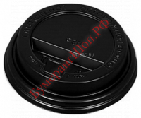 Крышка для стакана Атлас-Пак 80 мм черная с носиком - БумерангШоп.РФ - Всё для торговли и общепита
