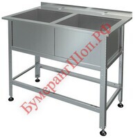 Ванна моечная сварная с бортом и полкой под смеситель ВМП 2/6 (оц.) - БумерангШоп.РФ - Всё для торговли и общепита