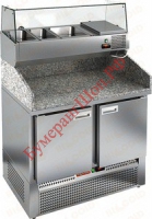 Стол холодильный для пиццы HiCold PZE3-11/GN (каменная столешница + витрина) - БумерангШоп.РФ - Всё для торговли и общепита