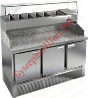 Стол холодильный для пиццы HiCold PZE3-111/SN (каменная столешница + витрина) - БумерангШоп.РФ - Всё для торговли и общепита