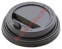 Крышка для стакана Интерпластик-2001 80 мм черная с носиком - БумерангШоп.РФ - Всё для торговли и общепита
